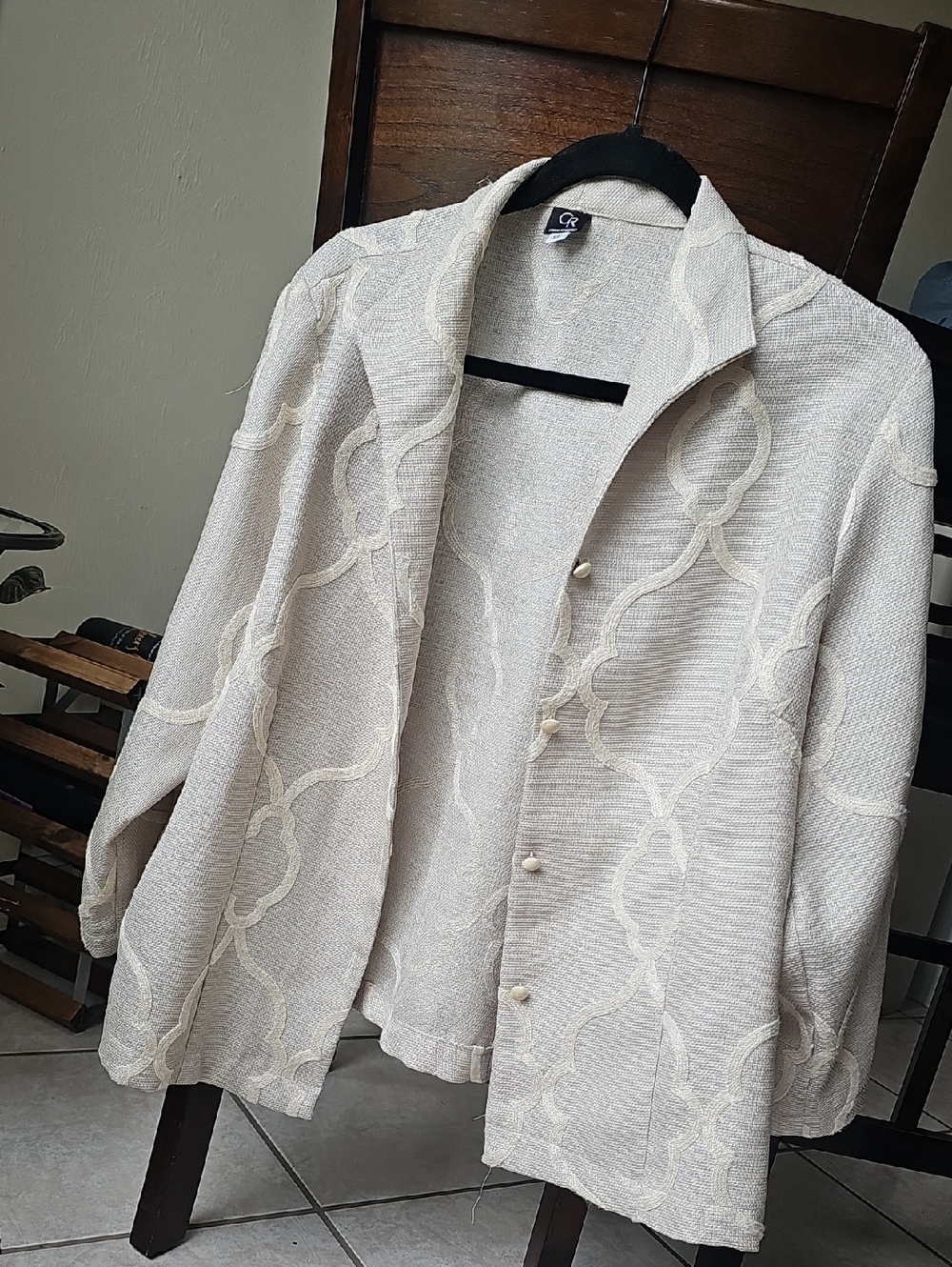 Connie Roberson Cream Textured Button Front Jacket